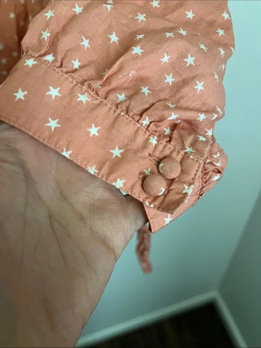 🛍️ 3/$10 Madewell Coral Star-Print Tie-Front Wrap Blouse